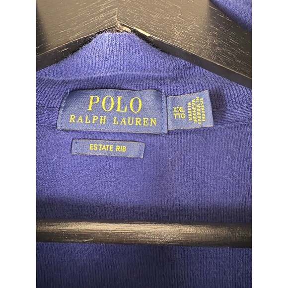 POLO Ralph Lauren Men's XXL 2XL Royal Blue Estate Rib Quarter Zip Pullover - Picture 3 of 9
